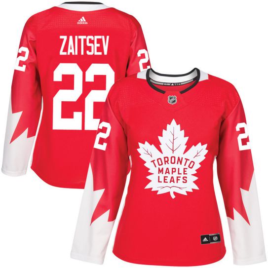 2017 NHL Toronto Maple Leafs women #22 Zaitsev red jersey->->Women Jersey